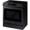 Left Zoom. Samsung - 6.3 cu. ft. Front Control Slide-in Electric Convection Range with Smart Dial, Air Fry & Wi-Fi, Fingerprint Resistant - Black stainless steel.