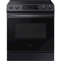 Samsung - 6.3 cu. ft. Front Control Slide-in Electric Range with Convection & Wi-Fi, Fingerprint Resistant - Black Stainless Steel - Front_Zoom