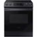 Front Zoom. Samsung - 6.3 cu. ft. Front Control Slide-in Electric Range with Convection & Wi-Fi, Fingerprint Resistant - Black stainless steel.