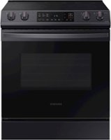 Samsung - 6.3 cu. ft. Front Control Slide-In Electric Range with Wi-Fi, Fingerprint Resistant - Black Stainless Steel - Front_Zoom