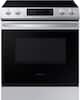 Front. Samsung - 6.3 cu. ft. Front Control Slide-In Electric Range with Wi-Fi, Fingerprint Resistant - Stainless Steel.