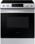 Front. Samsung - 6.3 cu. ft. Front Control Slide-In Electric Range with Wi-Fi, Fingerprint Resistant - Stainless Steel.