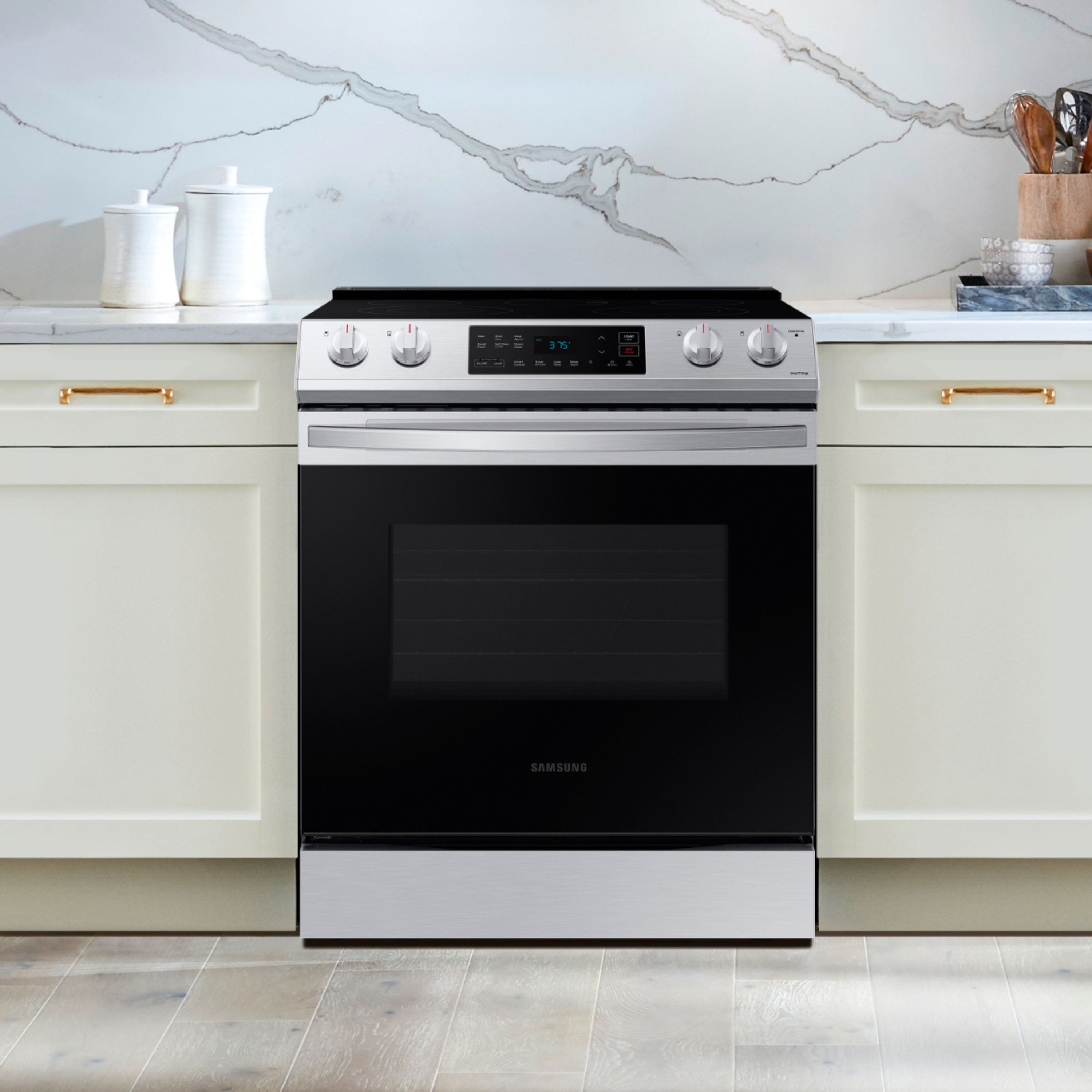 Alt View 11. Samsung - 6.3 cu. ft. Front Control Slide-In Electric Range with Wi-Fi, Fingerprint Resistant - Stainless Steel.