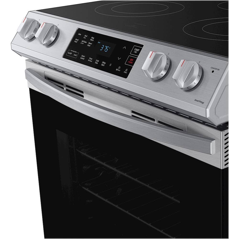 Alt View 12. Samsung - 6.3 cu. ft. Front Control Slide-In Electric Range with Wi-Fi, Fingerprint Resistant - Stainless Steel.
