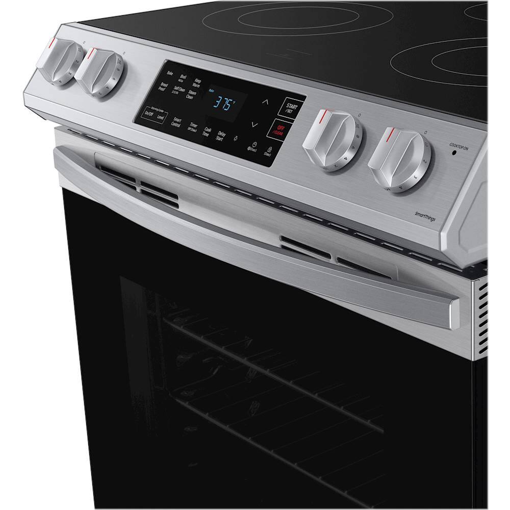 Alt View 12. Samsung - 6.3 cu. ft. Front Control Slide-In Electric Range with Wi-Fi, Fingerprint Resistant - Stainless Steel.