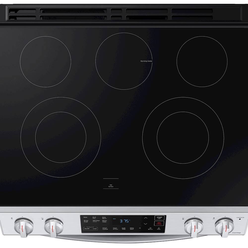 Alt View 14. Samsung - 6.3 cu. ft. Front Control Slide-In Electric Range with Wi-Fi, Fingerprint Resistant - Stainless Steel.