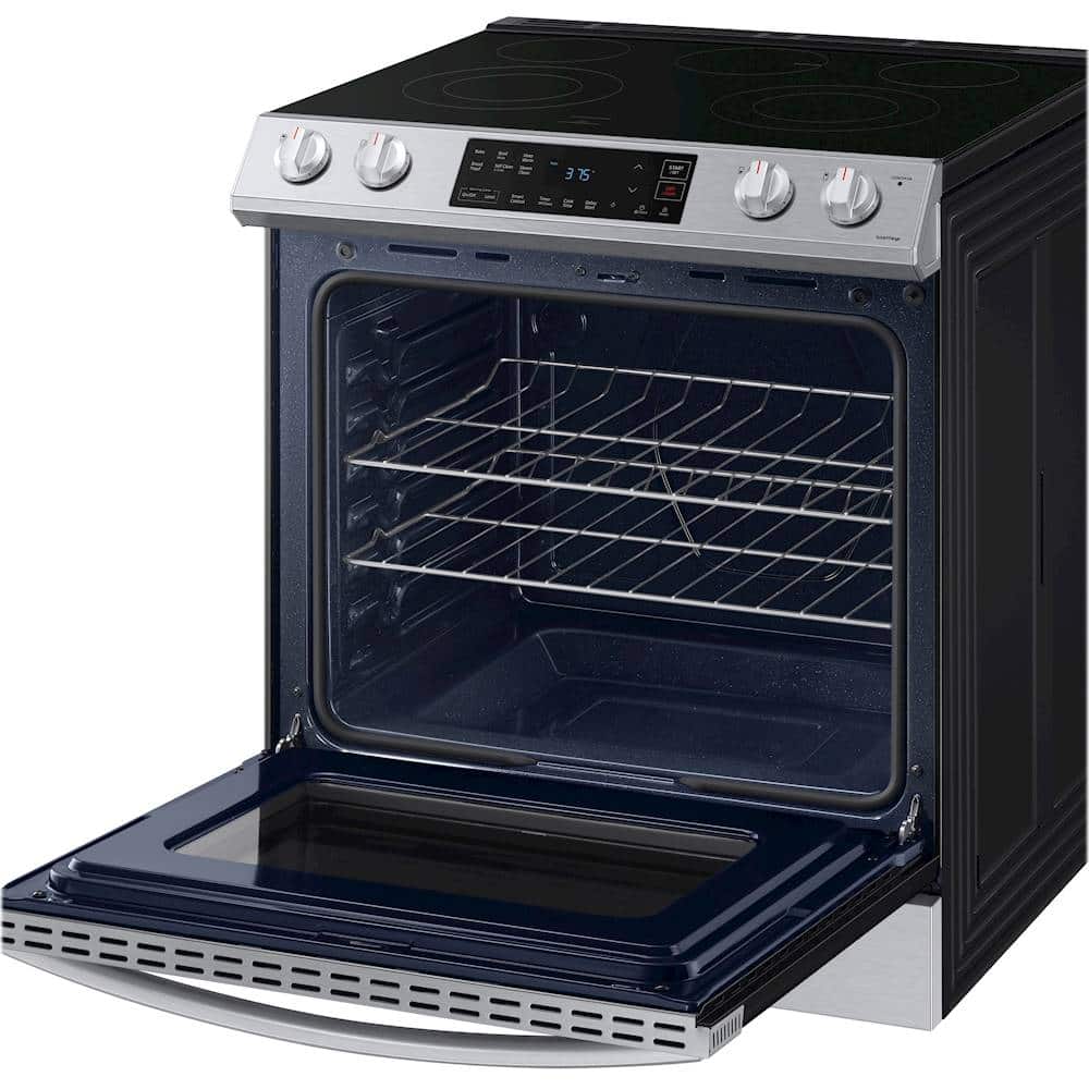 Alt View 15. Samsung - 6.3 cu. ft. Front Control Slide-In Electric Range with Wi-Fi, Fingerprint Resistant - Stainless Steel.