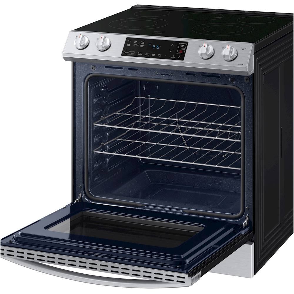 Alt View 15. Samsung - 6.3 cu. ft. Front Control Slide-In Electric Range with Wi-Fi, Fingerprint Resistant - Stainless Steel.
