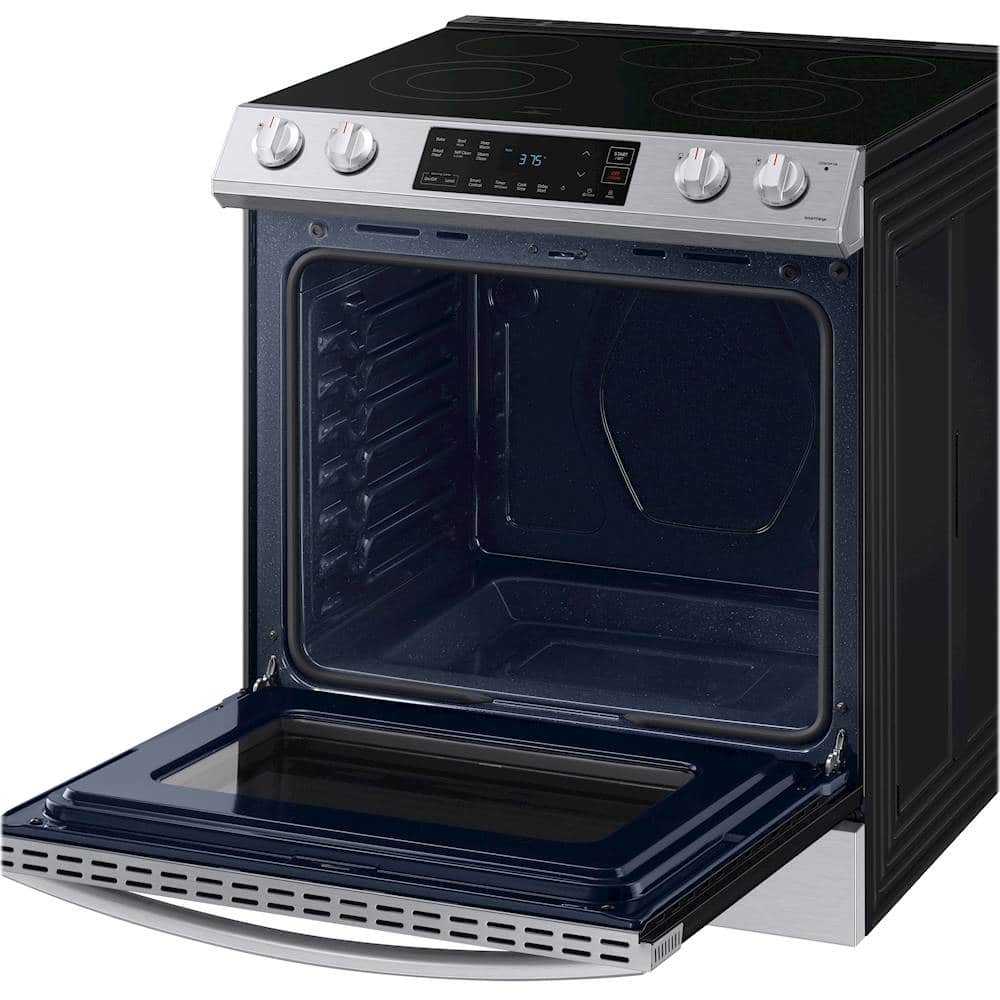 Alt View 16. Samsung - 6.3 cu. ft. Front Control Slide-In Electric Range with Wi-Fi, Fingerprint Resistant - Stainless Steel.