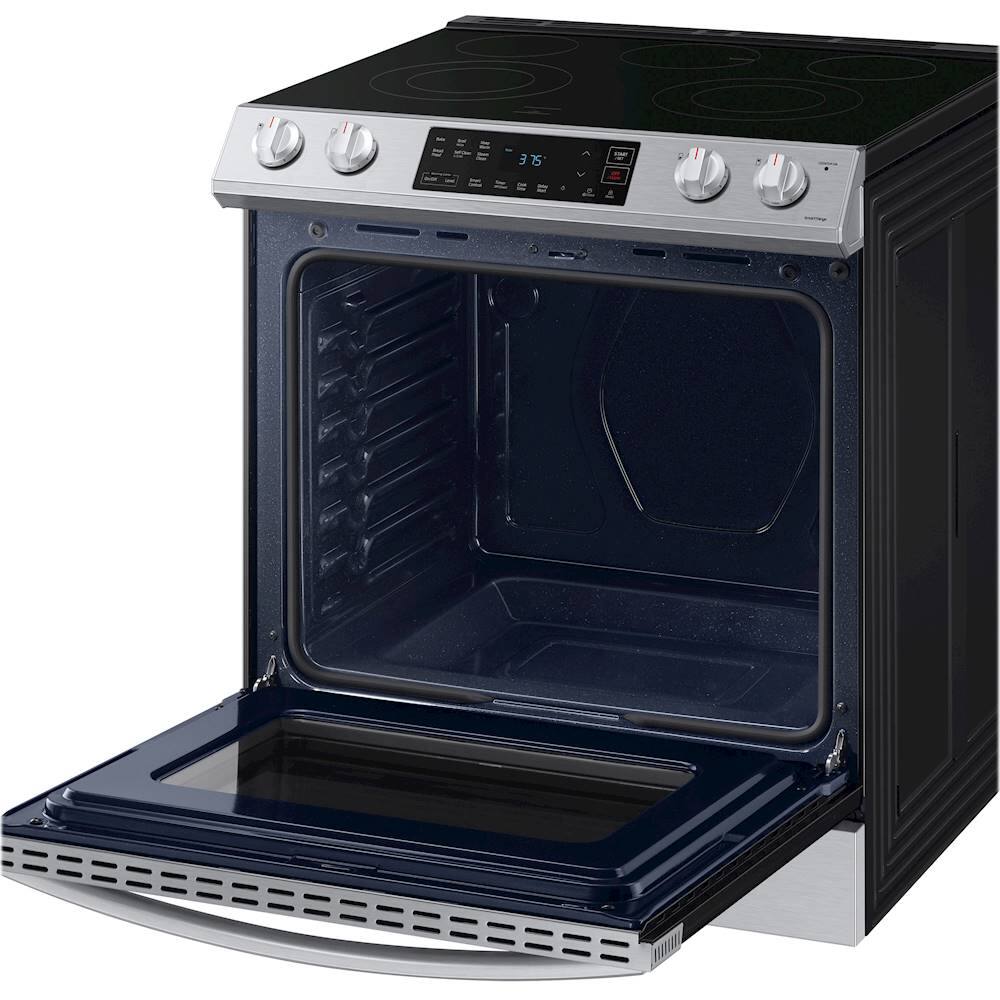 Alt View 16. Samsung - 6.3 cu. ft. Front Control Slide-In Electric Range with Wi-Fi, Fingerprint Resistant - Stainless Steel.