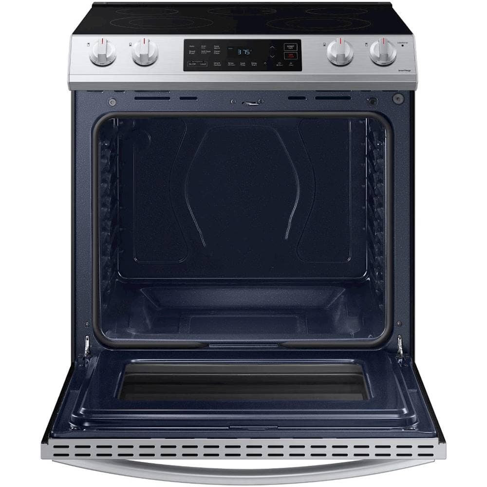 Alt View 17. Samsung - 6.3 cu. ft. Front Control Slide-In Electric Range with Wi-Fi, Fingerprint Resistant - Stainless Steel.