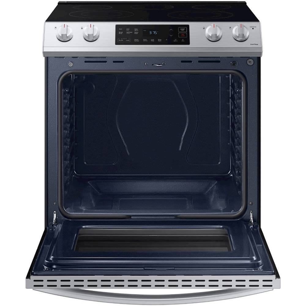 Alt View 17. Samsung - 6.3 cu. ft. Front Control Slide-In Electric Range with Wi-Fi, Fingerprint Resistant - Stainless Steel.