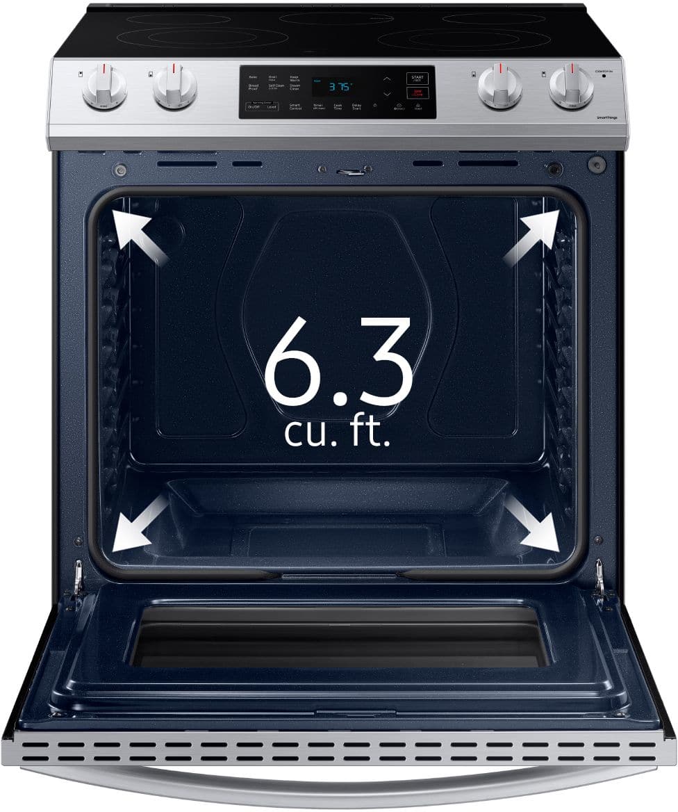 Alt View 19. Samsung - 6.3 cu. ft. Front Control Slide-In Electric Range with Wi-Fi, Fingerprint Resistant - Stainless Steel.