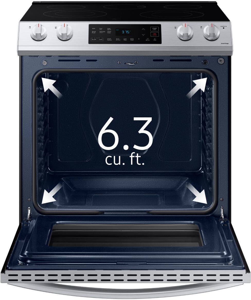 Alt View 19. Samsung - 6.3 cu. ft. Front Control Slide-In Electric Range with Wi-Fi, Fingerprint Resistant - Stainless Steel.