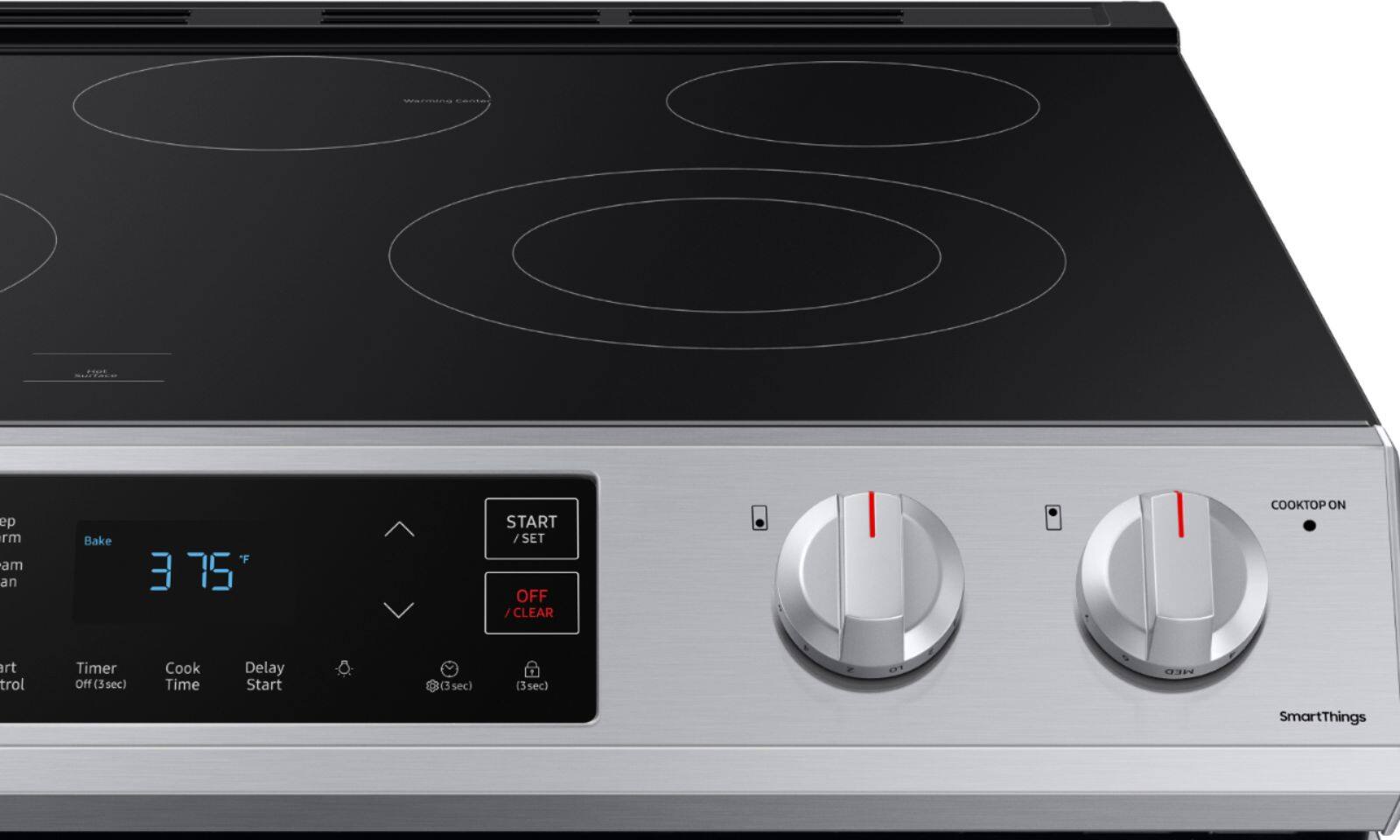 Alt View 2. Samsung - 6.3 cu. ft. Front Control Slide-In Electric Range with Wi-Fi, Fingerprint Resistant - Stainless Steel.