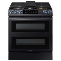 Samsung - Flex Duo 6.3 cu. ft.  Front Control Slide-in Dual Fuel Range with Smart Dial, Air Fry & WiFi, Fingerprint Resistant - Black Stainless Steel - Front_Zoom