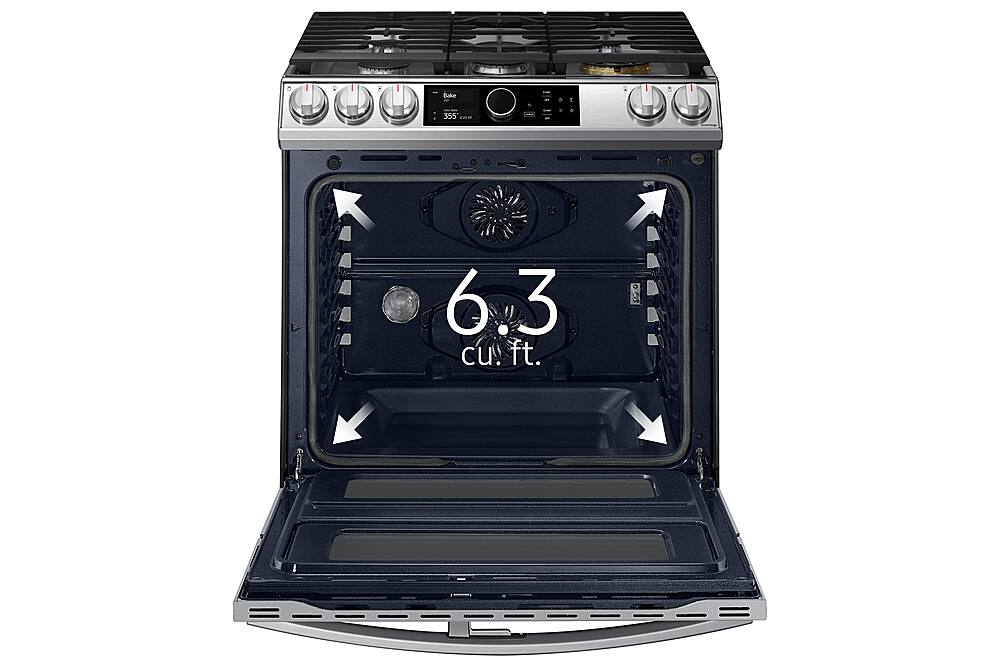Alt View 13. Samsung - Flex Duo 6.3 cu. ft.  Front Control Slide-in Dual Fuel Range with Smart Dial, Air Fry & WiFi, Fingerprint Resistant - Black Stainless Steel.