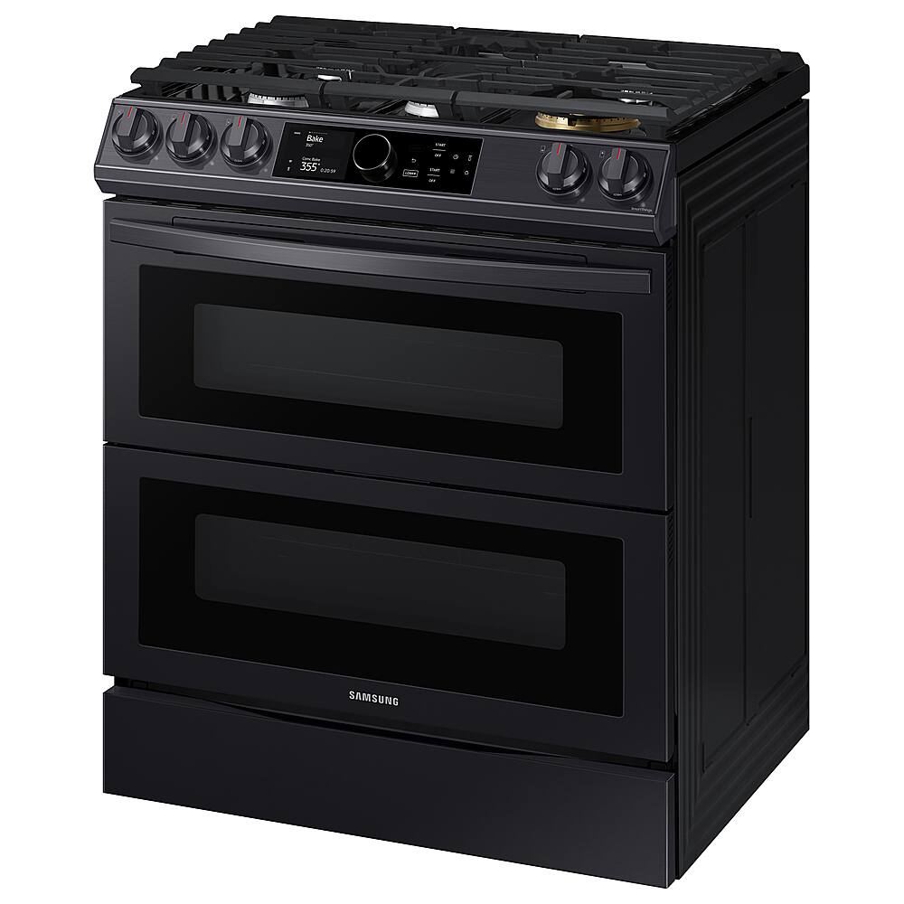 Alt View 16. Samsung - Flex Duo 6.3 cu. ft.  Front Control Slide-in Dual Fuel Range with Smart Dial, Air Fry & WiFi, Fingerprint Resistant - Black Stainless Steel.