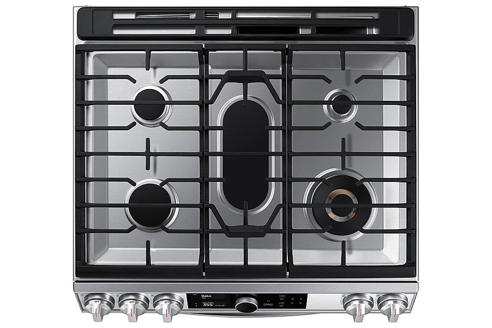Alt View 21. Samsung - Flex Duo 6.3 cu. ft.  Front Control Slide-in Dual Fuel Range with Smart Dial, Air Fry & WiFi, Fingerprint Resistant - Black Stainless Steel.
