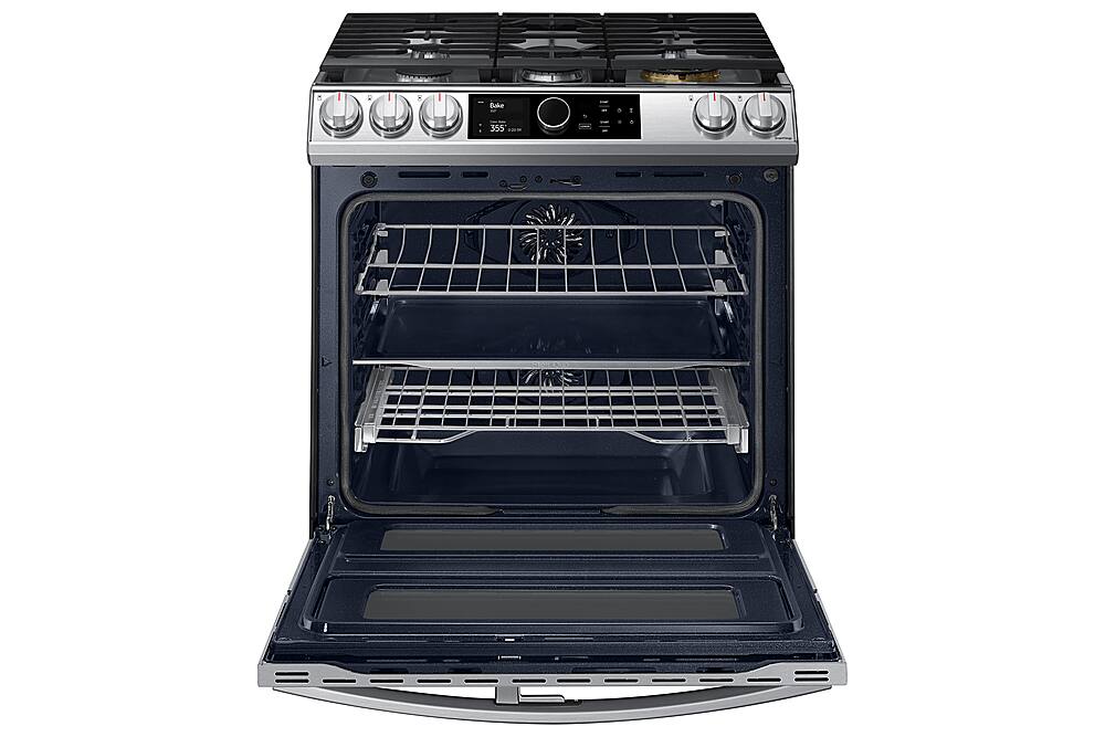 Alt View 25. Samsung - Flex Duo 6.3 cu. ft. Front Control Slide-in Dual Fuel Range with Smart Dial, Air Fry & WiFi, Fingerprint Resistant - Stainless Steel.