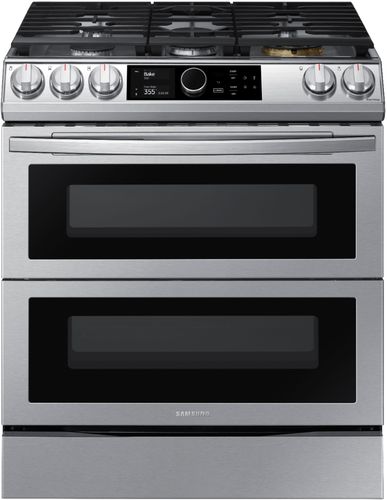 Samsung - 6.0 cu. ft. Flex Duo™ Front Control Slide-in Gas Convection Range with Smart Dial, Air Fry & Wi-Fi...