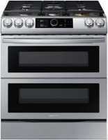 Samsung - 6.0 cu. ft. Flex Duo Front Control Slide-in Gas Convection Range with Smart Dial, Air Fry & Wi-Fi Fingerprint Resistant - Stainless Steel - Front_Zoom