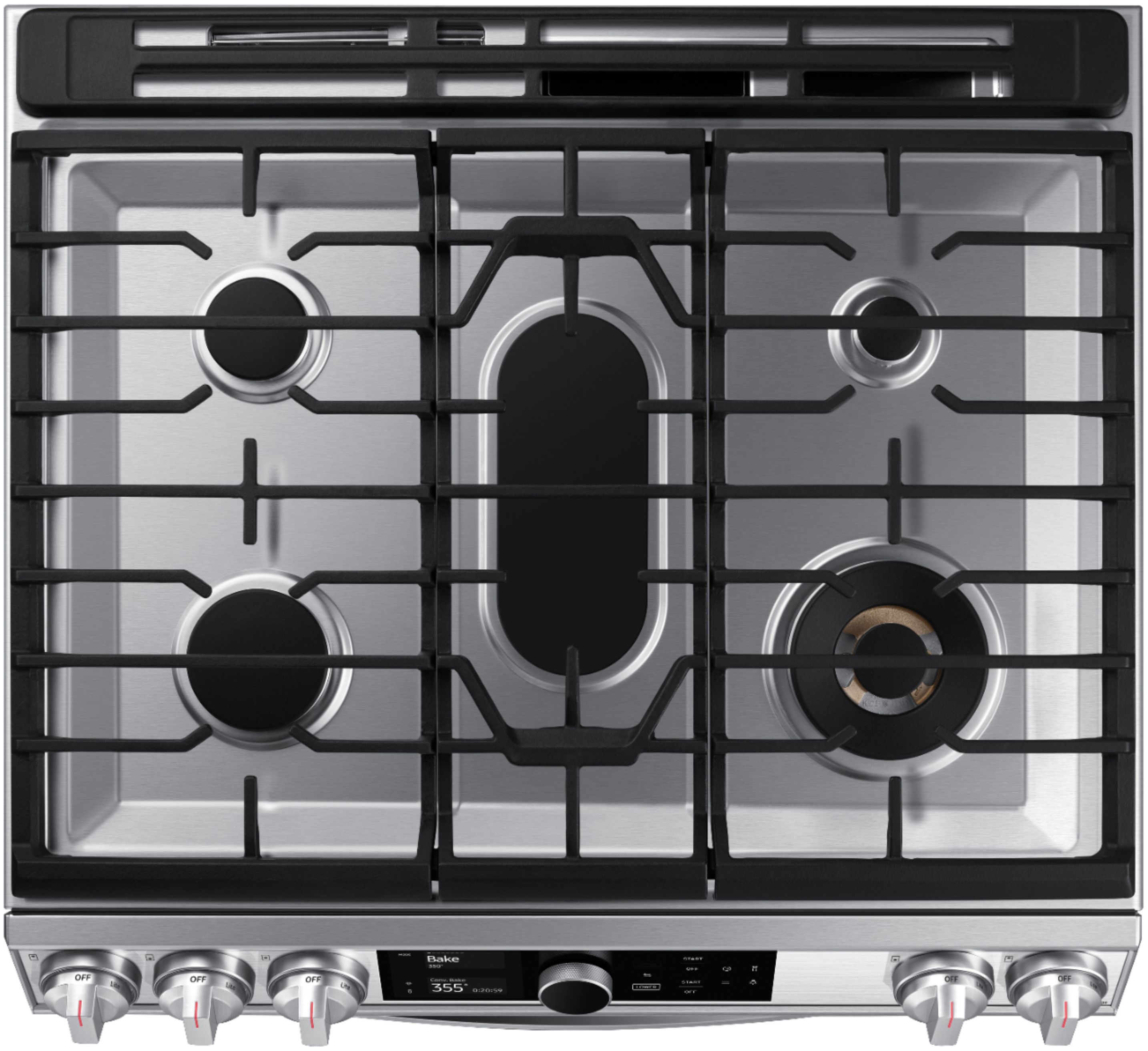 Samsung - 6.0 cu. ft. Flex Duo Front Control Slide-in Gas Convection Range with Smart Dial, Air Fry & Wi-Fi Fingerprint Resistant - Stainless Steel