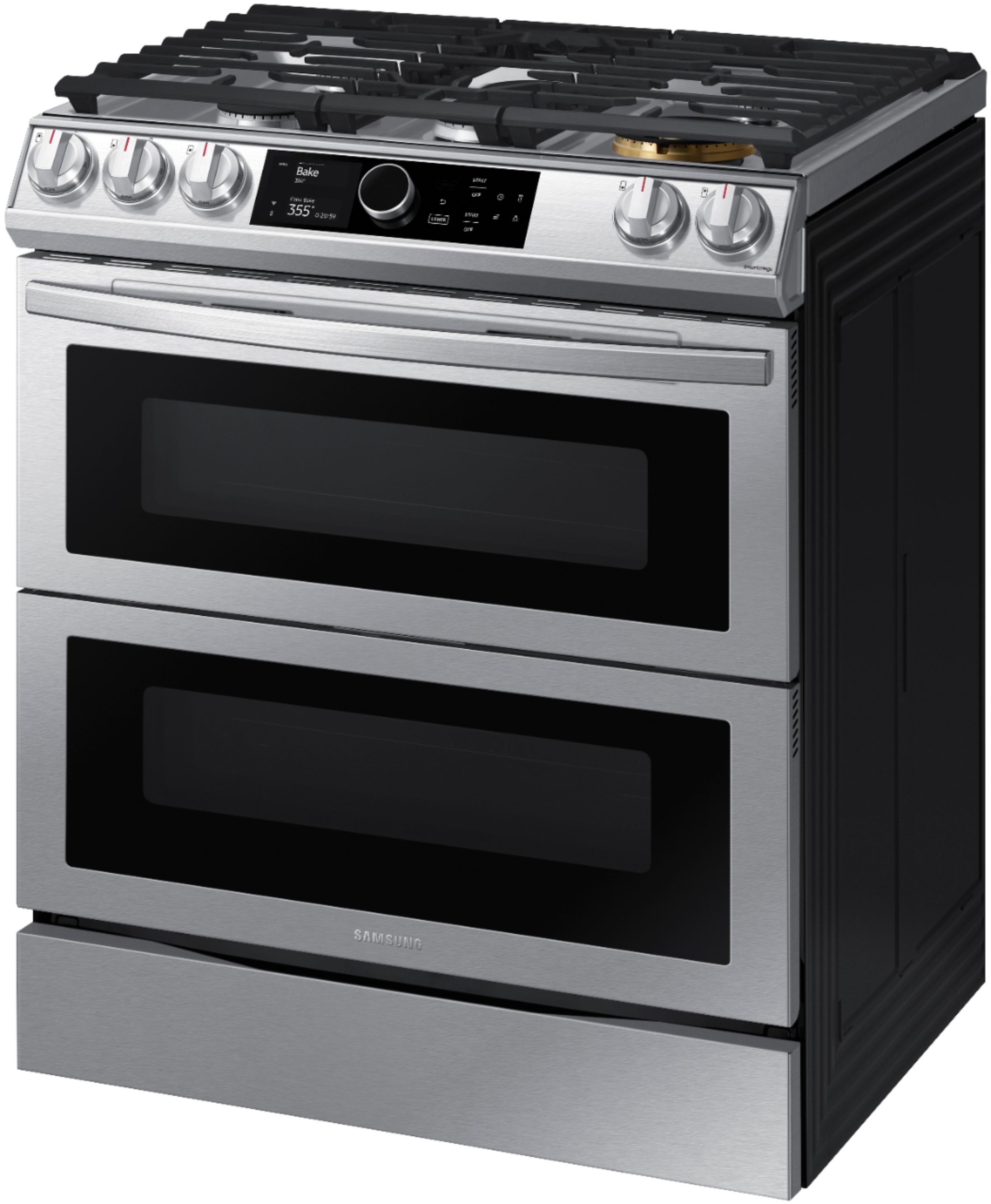 Alt View 16. Samsung - 6.0 cu. ft. Flex Duo Front Control Slide-in Gas Convection Range with Smart Dial, Air Fry & Wi-Fi Fingerprint Resistant - Stainless Steel.