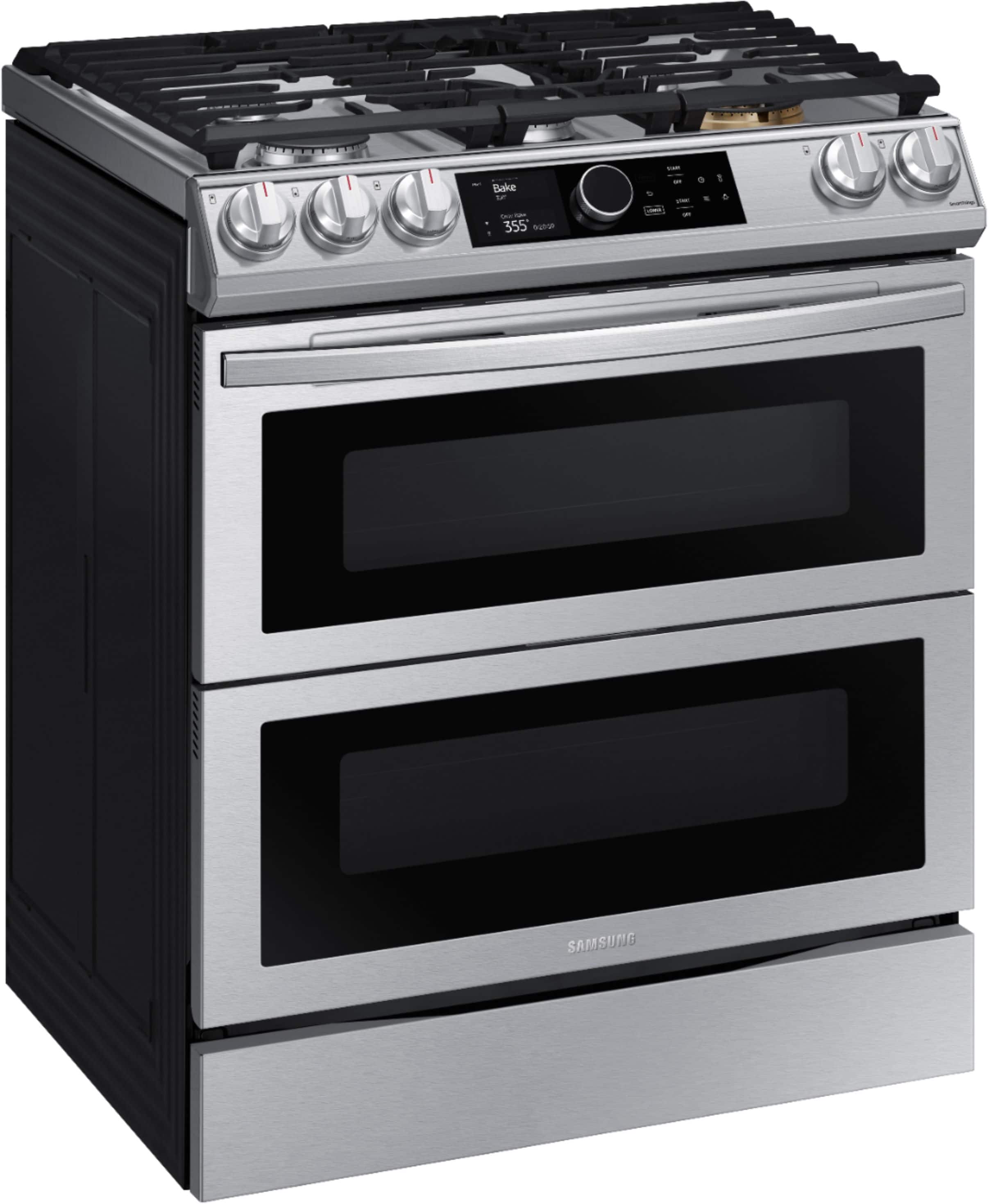 Alt View 19. Samsung - 6.0 cu. ft. Flex Duo Front Control Slide-in Gas Convection Range with Smart Dial, Air Fry & Wi-Fi Fingerprint Resistant - Stainless Steel.