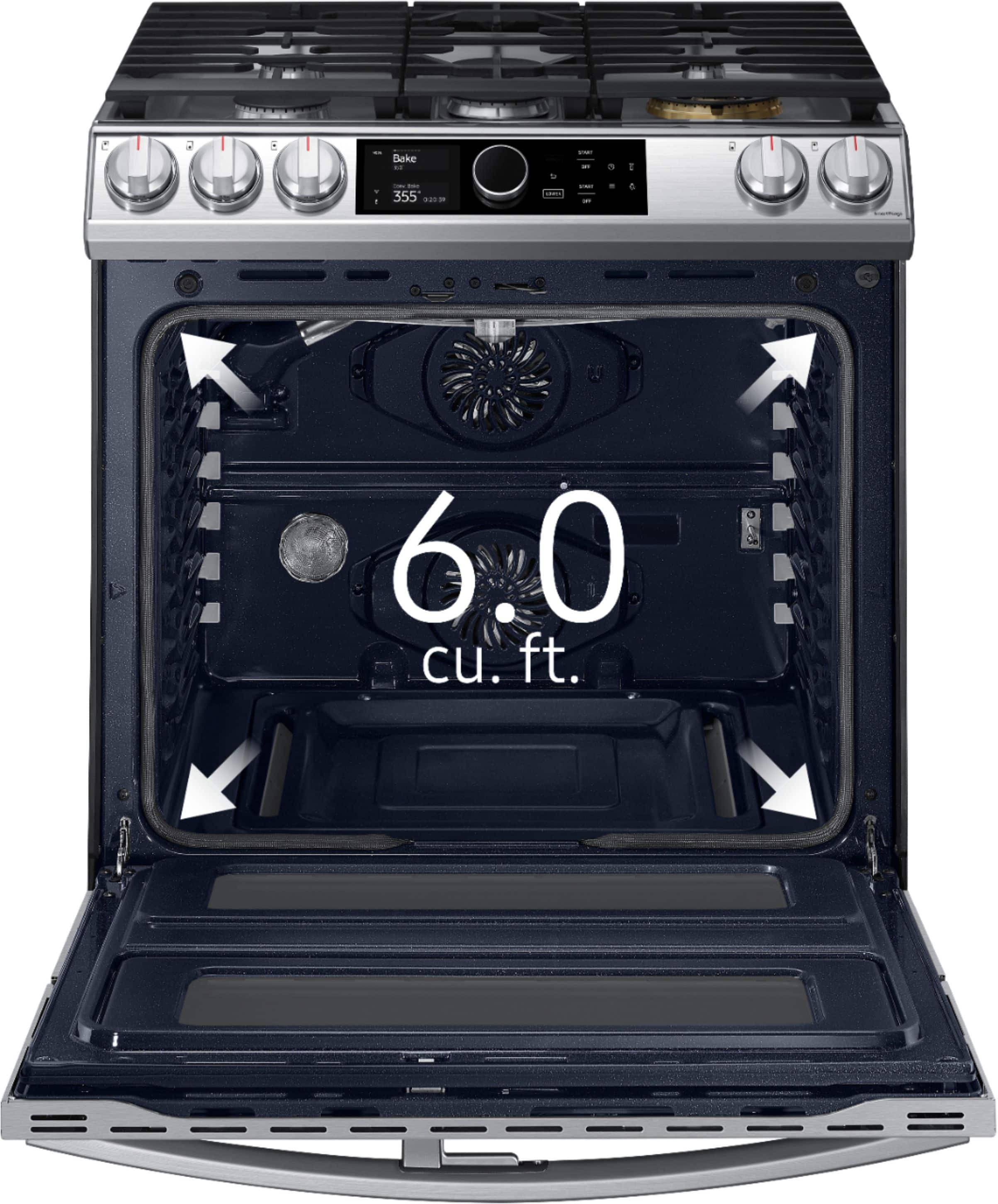 Alt View 27. Samsung - 6.0 cu. ft. Flex Duo Front Control Slide-in Gas Convection Range with Smart Dial, Air Fry & Wi-Fi Fingerprint Resistant - Stainless Steel.
