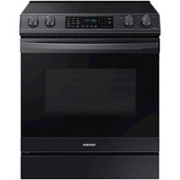 Samsung - 6.3 cu. ft. Front Control Slide-In Electric Convection Range with Air Fry & Wi-Fi, Fingerprint Resistant - Black Stainless Steel - Front_Zoom