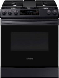 Samsung - 6.0 cu. ft. Front Control Slide-In Gas Range with Convection & Wi-Fi, Fingerprint Resistant - Black Stainless Steel - Front_Zoom