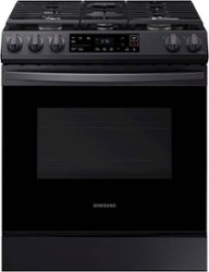Samsung - 6.0 cu. ft. Front Control Slide-in Gas Range with Wi-FI - Black Stainless Steel - Front_Zoom