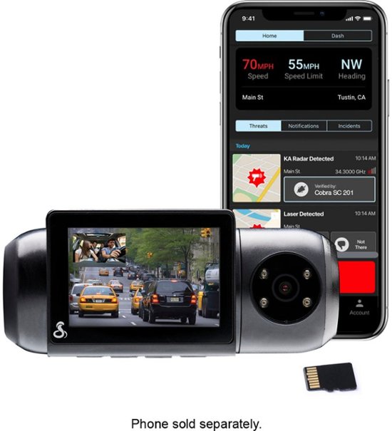 Slink Varken rivier Cobra SC 201 Dual-View Smart Dash Cam with Built-In Cabin View Black SC 201  - Best Buy