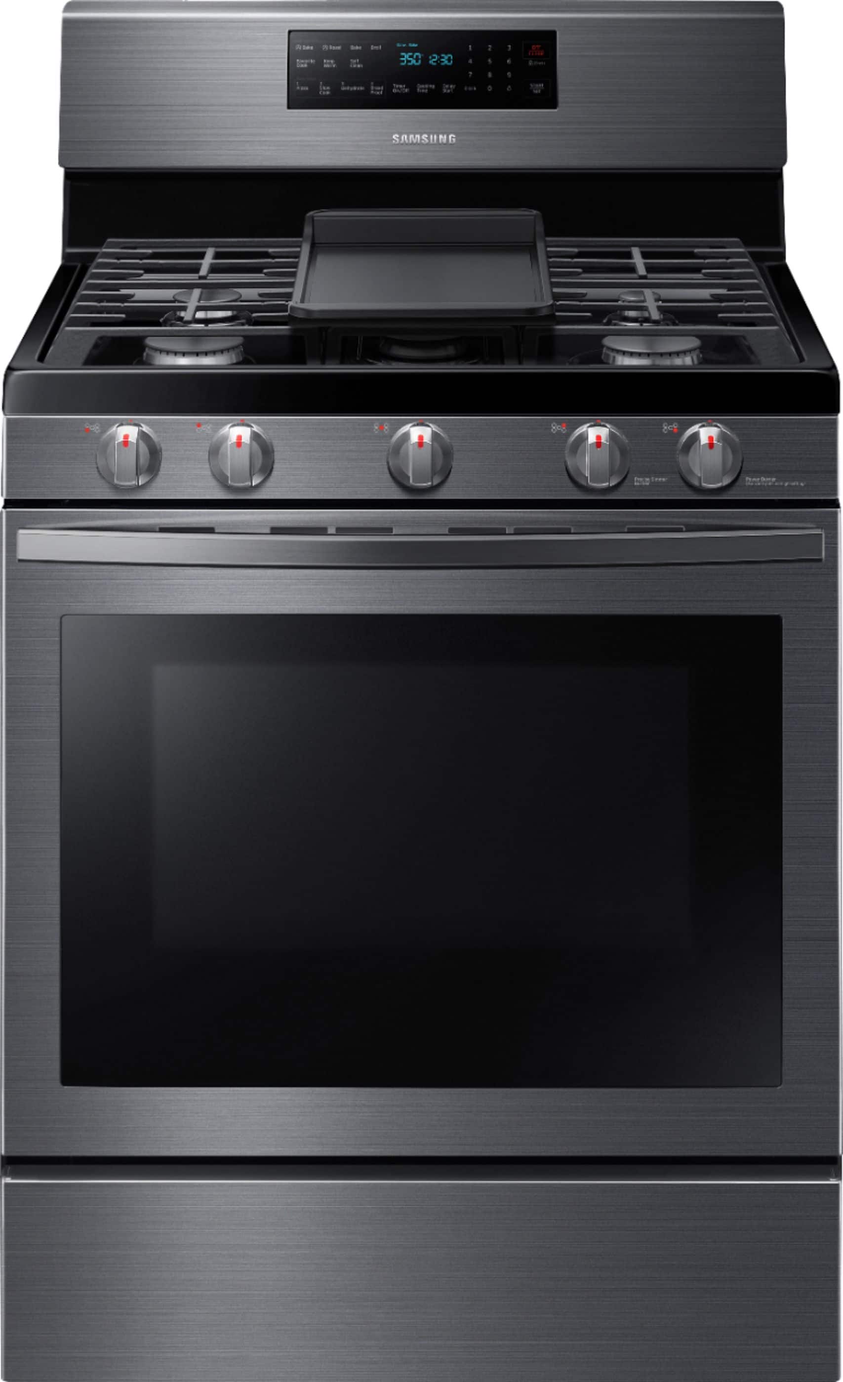 Front. Samsung - 5.8 Cu. Ft. Freestanding Gas Convection Range with Air Fry, Fingerprint Resistant.