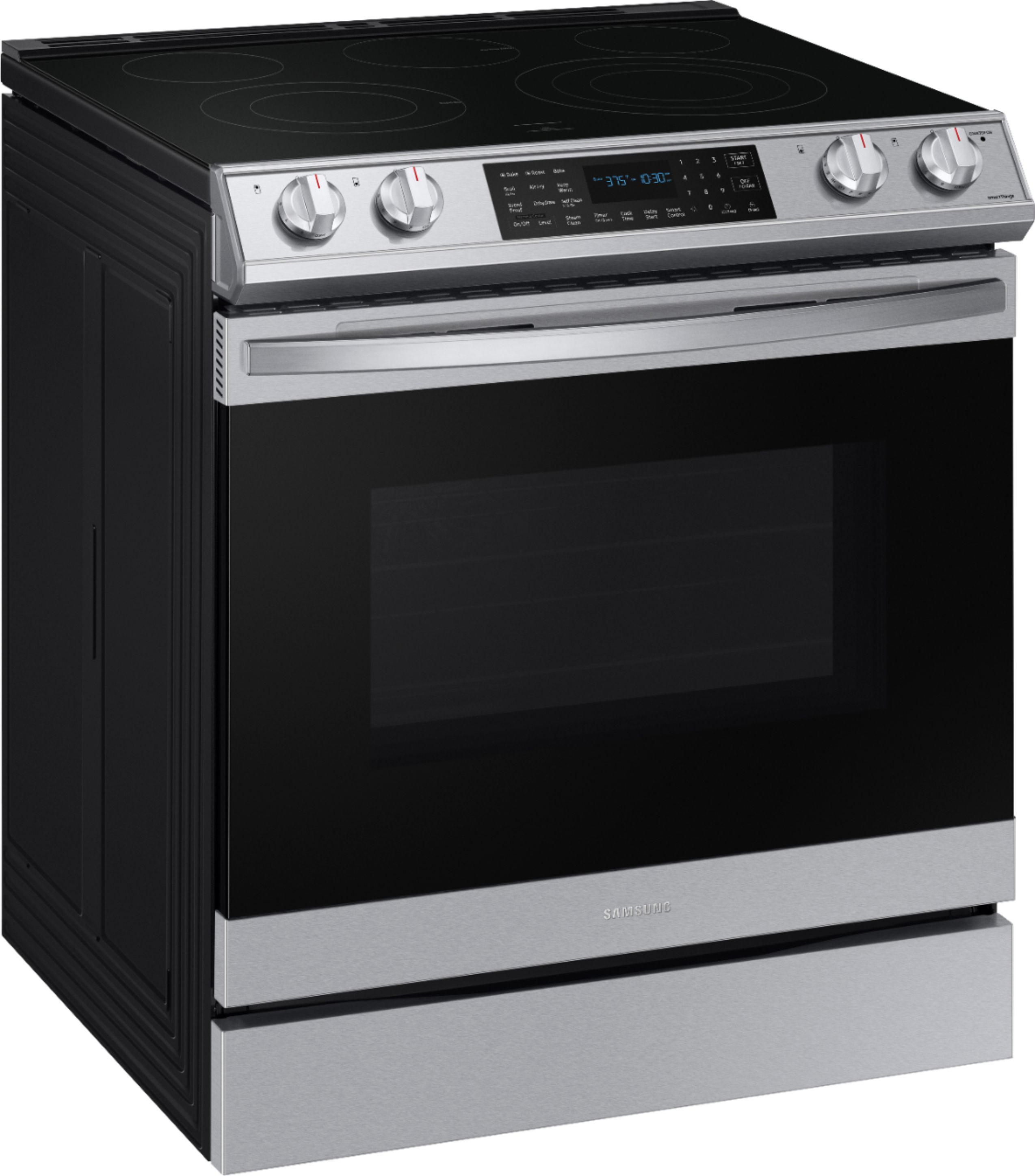 Angle View: Samsung - 6.3 cu. ft. Freestanding Electric Range with WiFi and Steam Clean - Black