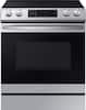 Front. Samsung - 6.3 cu. ft. Front Control Slide-In Electric Convection Range with Air Fry & Wi-Fi, Fingerprint Resistant - Stainless Steel.