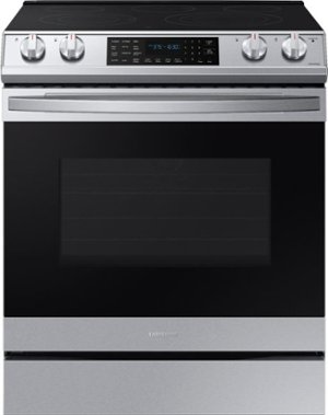 Samsung - 6.3 cu. ft. Front Control Slide-In Electric Convection Range with Air Fry & Wi-Fi, Fingerprint Resistant - Stainless Steel