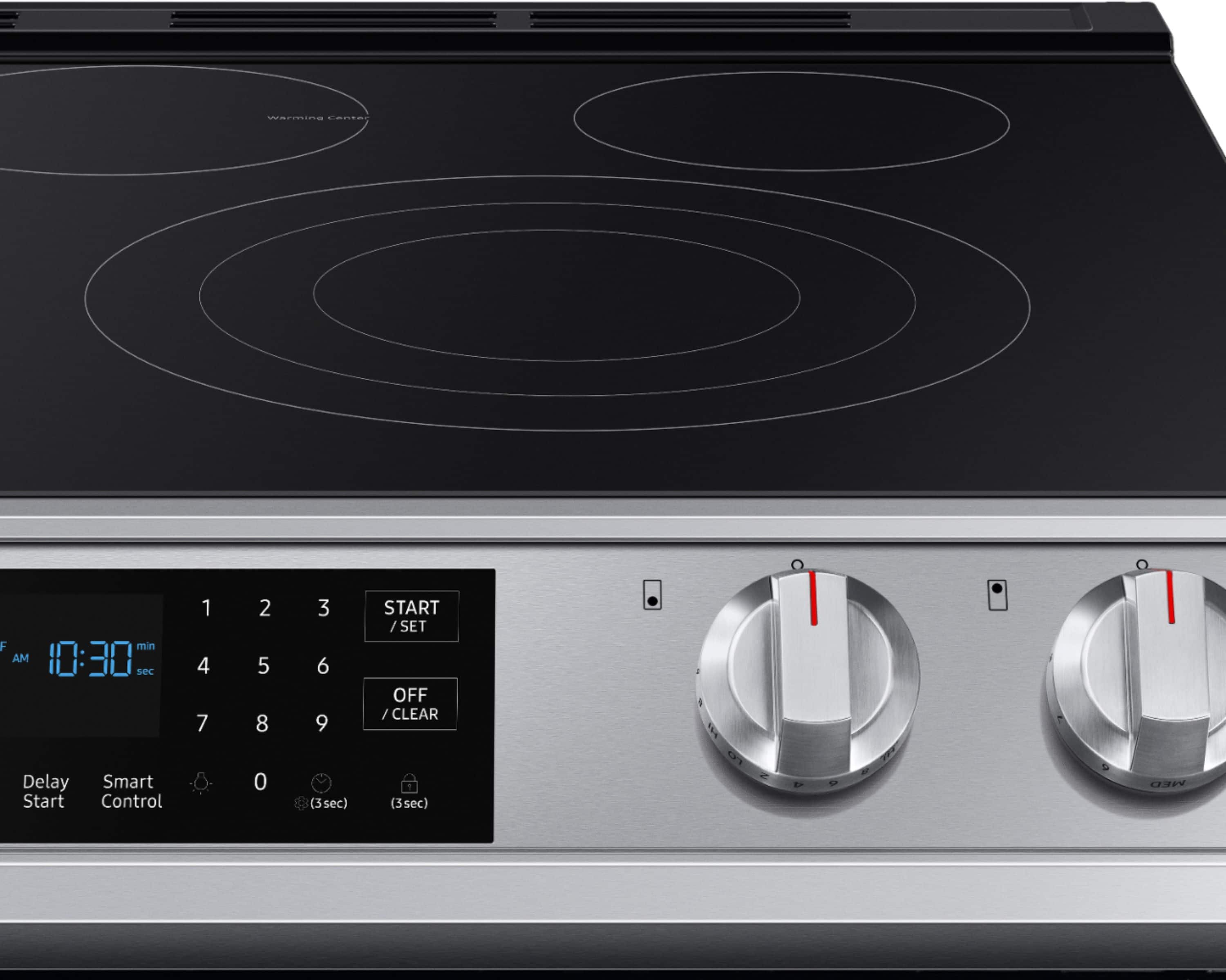 Alt View 15. Samsung - 6.3 cu. ft. Front Control Slide-In Electric Convection Range with Air Fry & Wi-Fi, Fingerprint Resistant - Stainless Steel.