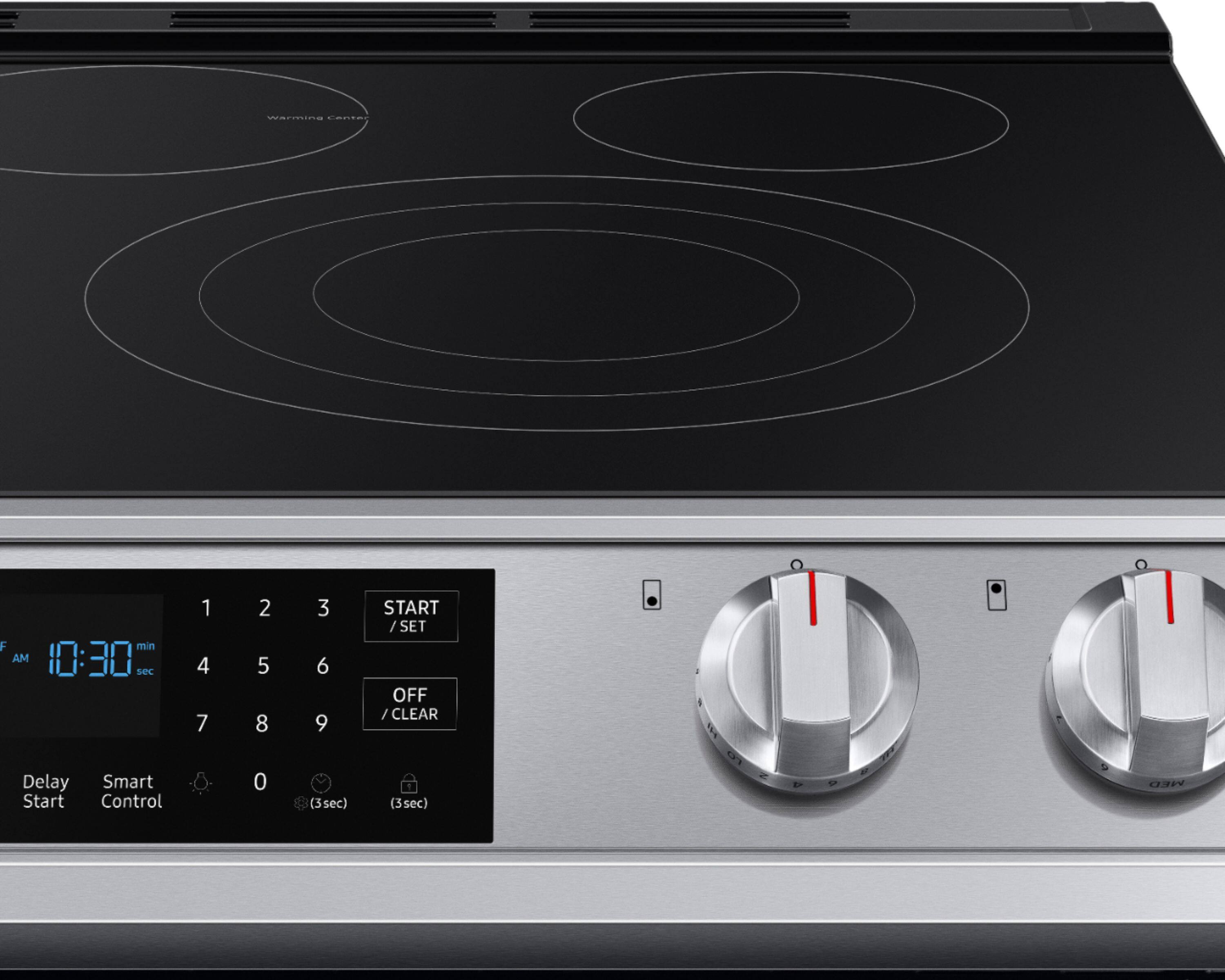 Alt View 15. Samsung - 6.3 cu. ft. Front Control Slide-In Electric Convection Range with Air Fry & Wi-Fi, Fingerprint Resistant - Stainless Steel.