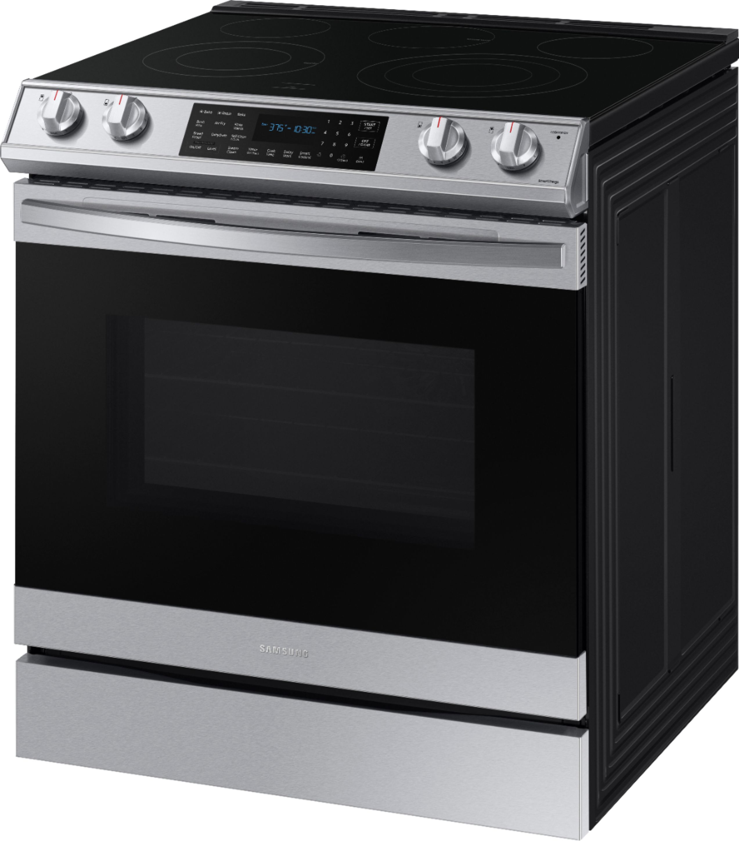 Left View: Samsung - 6.3 cu. ft. Freestanding Electric Range with WiFi and Steam Clean - Black