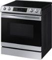 Left Zoom. Samsung - 6.3 cu. ft. Front Control Slide-In Electric Convection Range with Air Fry & Wi-Fi, Fingerprint Resistant - Stainless Steel.