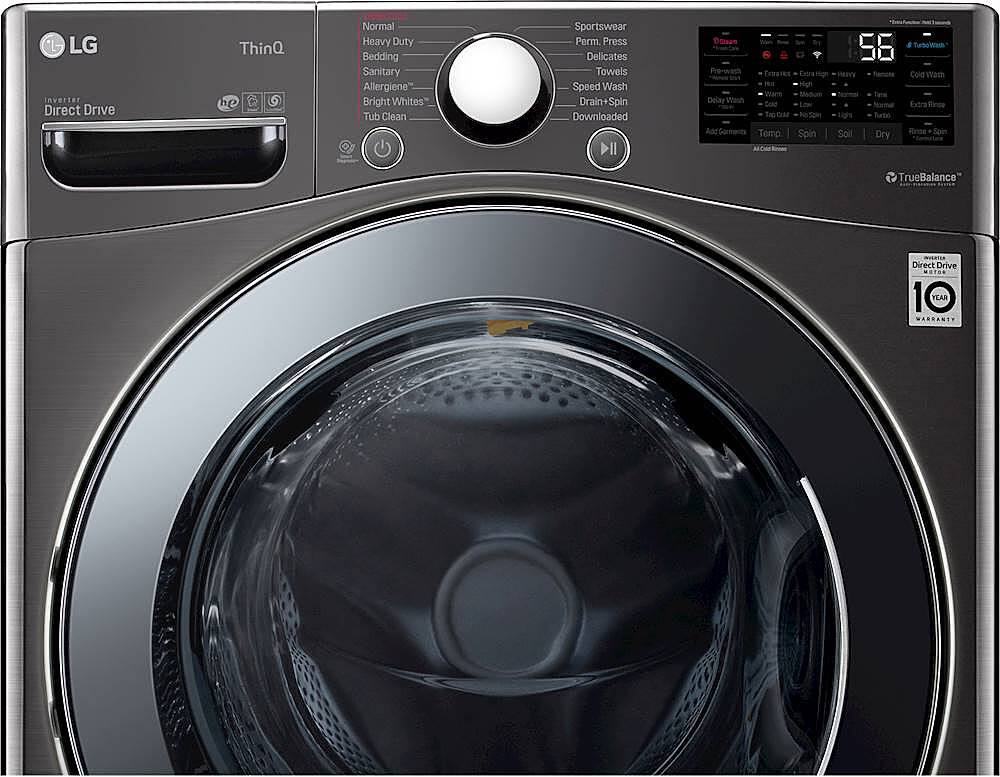 Alt View 2. LG - 4.5 Cu. Ft. High-Efficiency Smart Front-Load Washer and Electric Dryer Combo with Steam and TurboWash Technology - Black Steel.