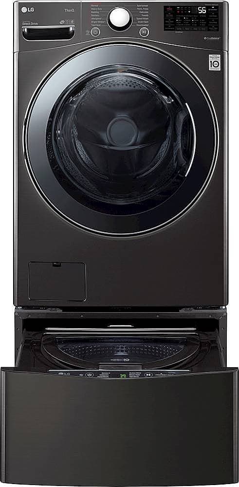 Alt View 23. LG - 4.5 Cu. Ft. High-Efficiency Smart Front-Load Washer and Electric Dryer Combo with Steam and TurboWash Technology - Black Steel.