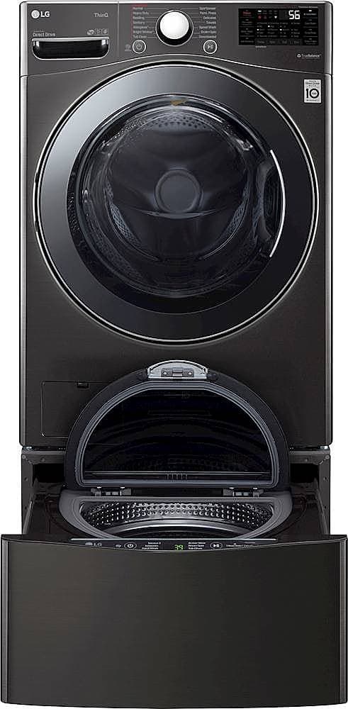 Alt View 24. LG - 4.5 Cu. Ft. High-Efficiency Smart Front-Load Washer and Electric Dryer Combo with Steam and TurboWash Technology - Black Steel.