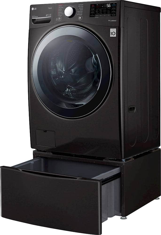 Alt View 34. LG - 4.5 Cu. Ft. High-Efficiency Smart Front-Load Washer and Electric Dryer Combo with Steam and TurboWash Technology - Black Steel.