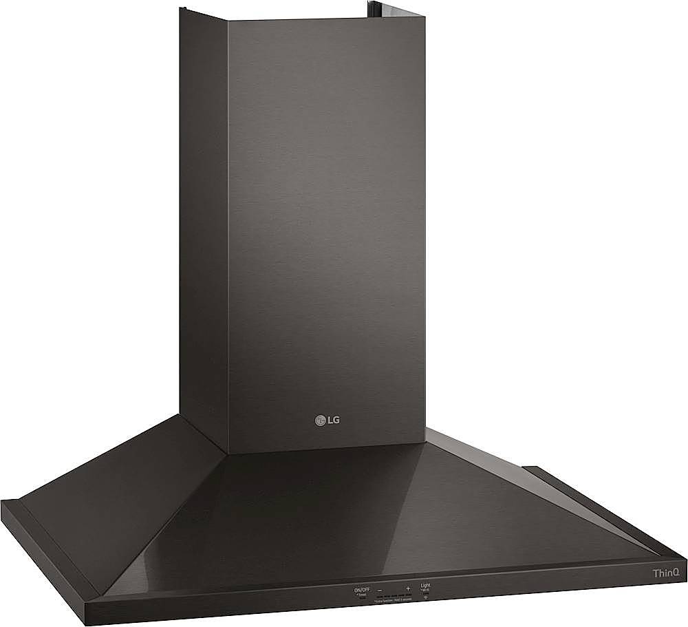 Angle. LG - 30" Convertible Range Hood - PrintProof Black Stainless Steel.