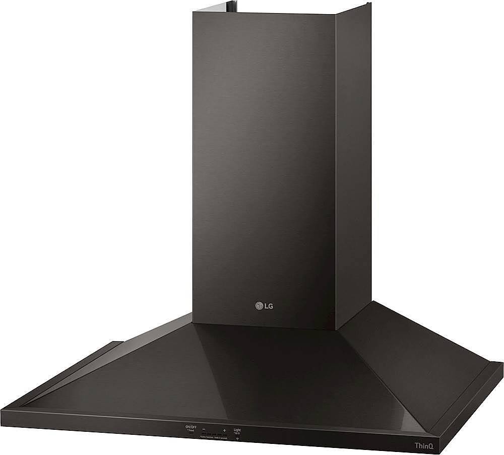 Left. LG - 36" Convertible Range Hood - PrintProof Black Stainless Steel.