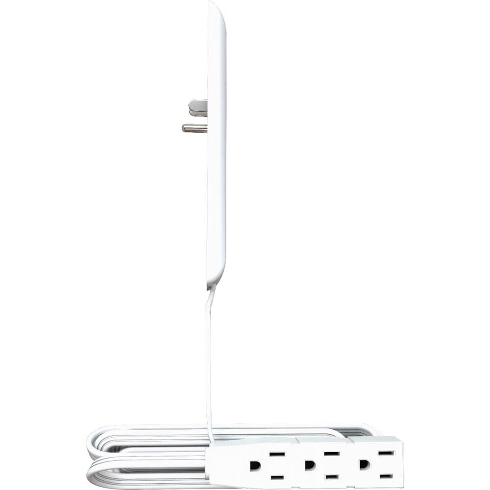 Front. Sleek Socket - 8' 3-Outlet Extension Power Cord - White.