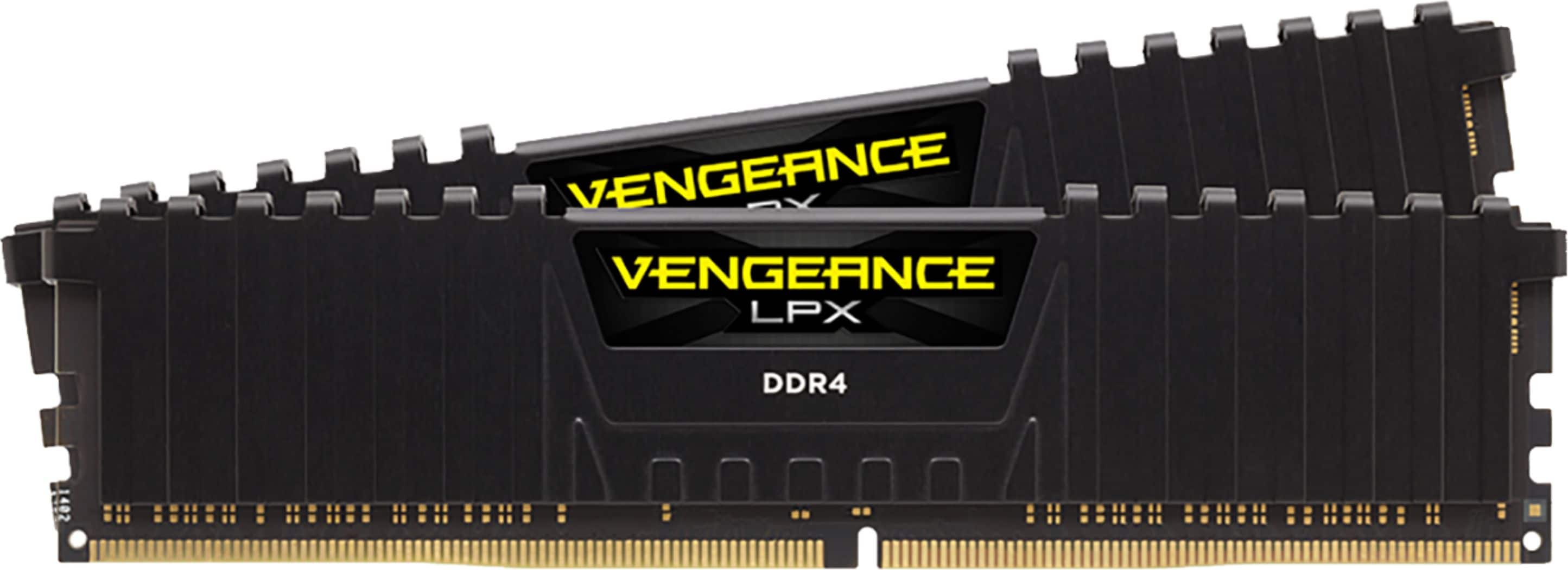 Front. CORSAIR - VENGEANCE LPX 16GB (2x8GB) DDR4 3600MHz C18 UDIMM Desktop Memory - Black.